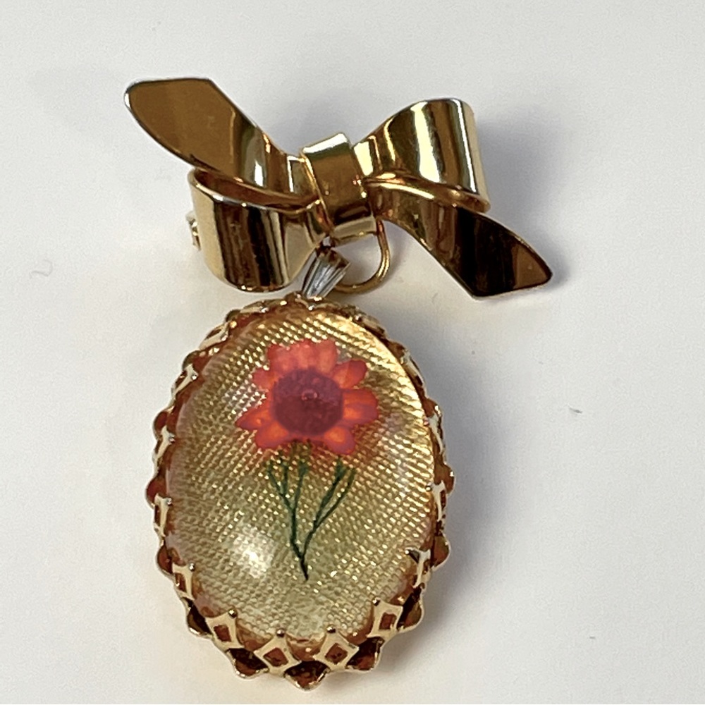 Floral Baubled Bow Brooch